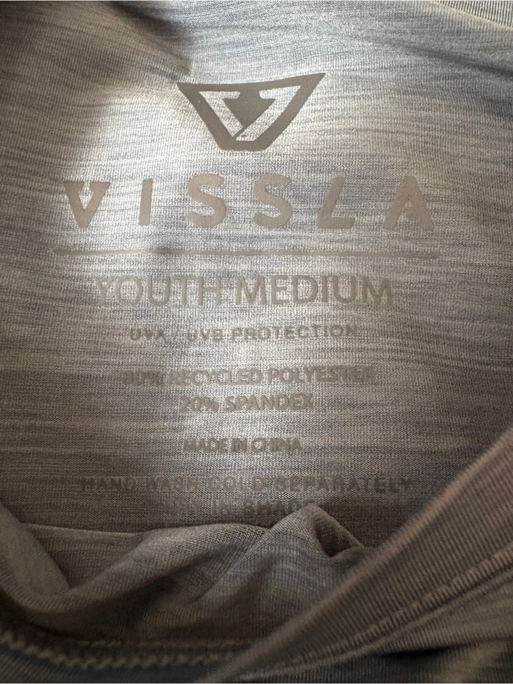Vissla- YOUTH TWISTED ECO LS SUN SHIRT- Sz M, Slate Heather, NWT